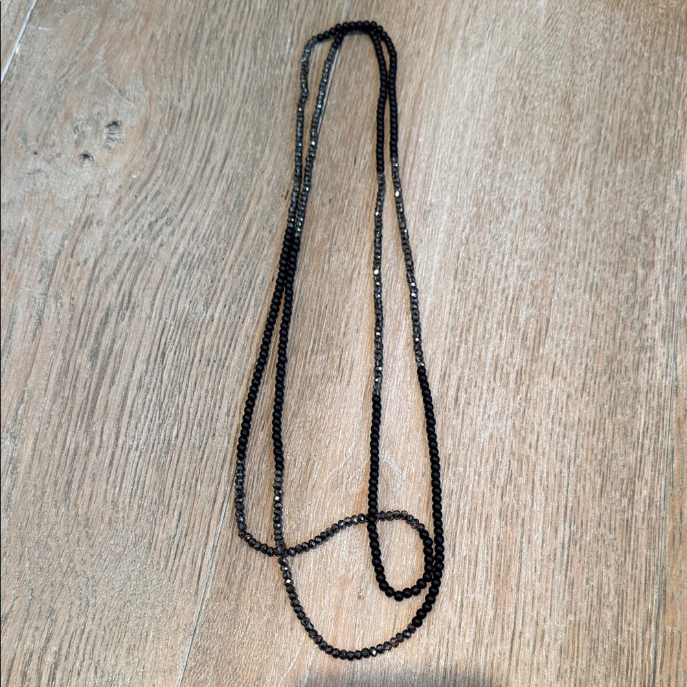 Chic Black mix of matte shiny long Beaded Necklace